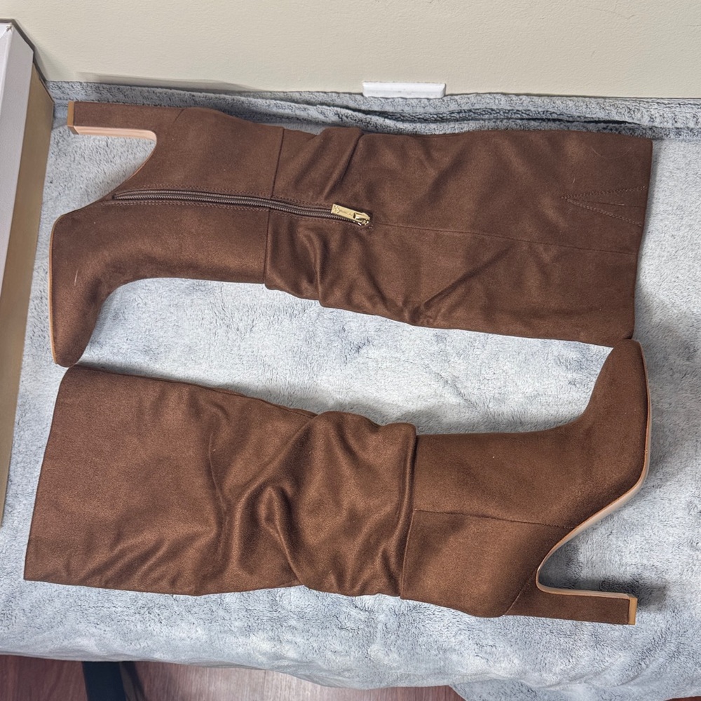 Jessica Simpson Minerva Slouchy Knee High Boots-Walnut Brown Suede - 6.5